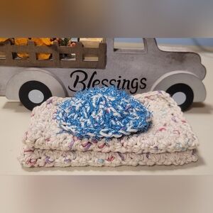 Hand Made Crochet Dish Cloths And Scubby Set